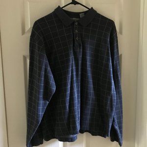 Eddie Bauer Mens Large pullover shirt cotton large grey check pattern